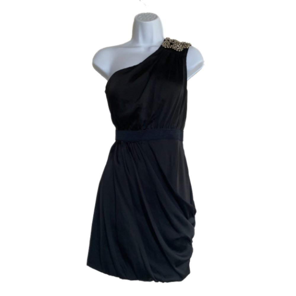 One Shoulder Black Dress - Aidan Mattox